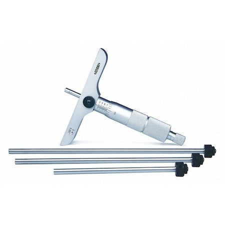 Depth Micrometer,4" L Base,Flat Anvil
