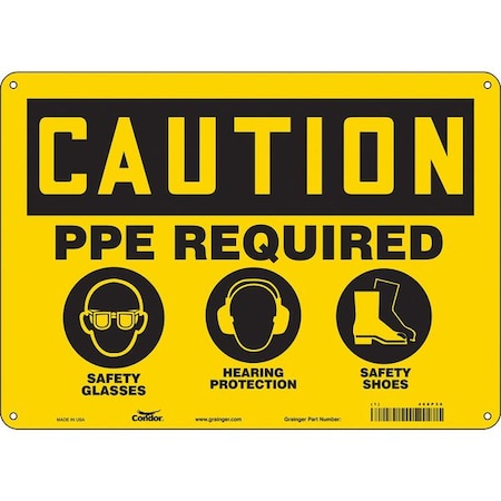 Safety Sign, 10 in Height, 14 in Width, Aluminum, Horizontal Rectangle, English, 468P36