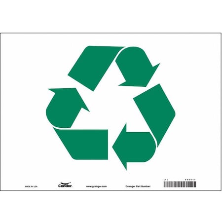 Recycle Sign, 14 in W x 10 in H, Horizontal Rectangle, Vinyl, 468V17