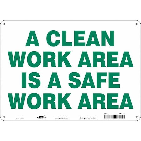 A CLEAN WORK AREA IS A SAFE WORK AREA, 14 in W x 10 in H, Horizontal Rectangle, Polyethylene, 468X16