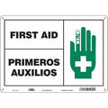 First Aid/Primeros Auxilios, 14 in W x 10 in H, Horizontal Rectangle, Aluminum, 471R91