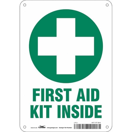First Aid Kit Inside, 7 in W x 10 in H, Horizontal Rectangle, Polyethylene, 471T24