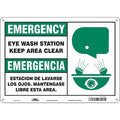Emergency/Emergencia, Safety Shower, 14 in W x 10 in H, Horizontal Rectangle, Polyethylene, 471C58