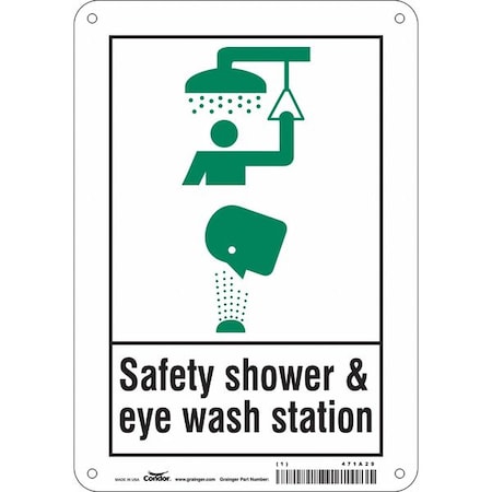 Safety Shower & Eye Wash Station, 7 in W x 10 in H, Horizontal Rectangle, Polyethylene, 471A29