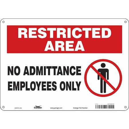 Safety Sign, 10 in Height, 14 in Width, Aluminum, Horizontal Rectangle, English, 472G35