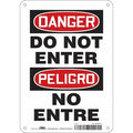 Safety Sign, 10 in Height, 7 in Width, Aluminum, Horizontal Rectangle, English, Spanish, 472N69
