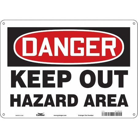 Safety Sign, 10 in Height, 14 in Width, Polyethylene, Horizontal Rectangle, English, 473D39