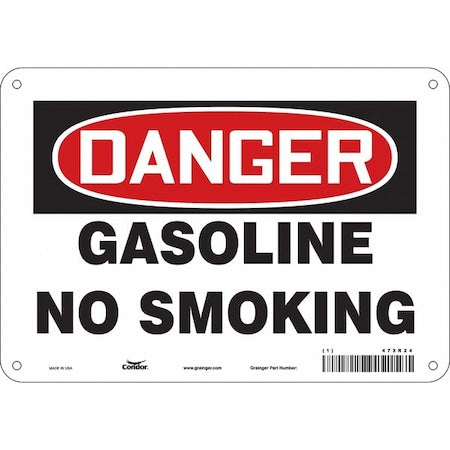 No Smoking Sign, 7" H, 10" W, Polyethylene, Vertical Rectangle, English, 473R24
