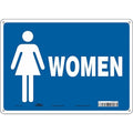 Restroom Sign, WOMEN, 14 in W x 10 in H, Horizontal Rectangle, Polyethylene, 473Y10