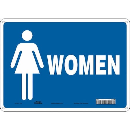 Restroom Sign, WOMEN, 14 in W x 10 in H, Horizontal Rectangle, Polyethylene, 473Y10