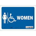 Restroom Sign, WOMEN, 10 in W x 7 in H, Vertical Rectangle, Vinyl, 473Y17