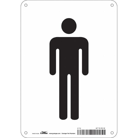 Restroom Sign, (MEN), 7 in W x 10 in H, Horizontal Rectangle, Aluminum, 473Z20