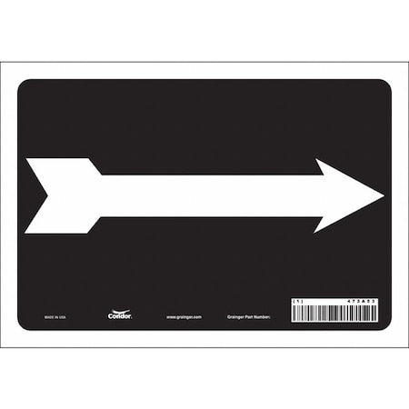 Exit Sign, Vinyl, 10" W, 7" H, Pictogram Only, Black, White