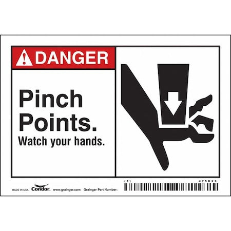 Safety Sign, 3 1/2 in Height, 5 in Width, Vinyl, Horizontal Rectangle, English, 475D23