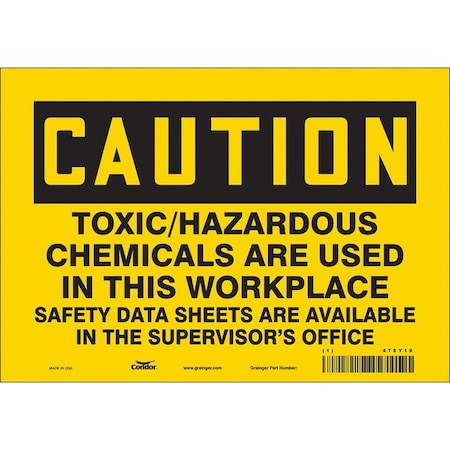 Chemical Sign, 7 in H, 10 in W, Vinyl, Vertical Rectangle, English, 475Y19