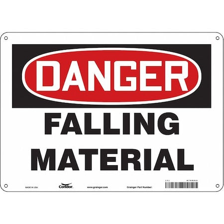Danger, FALLING MATERIAL, 14 in W x 10 in H, Horizontal Rectangle, Aluminum, 476K93