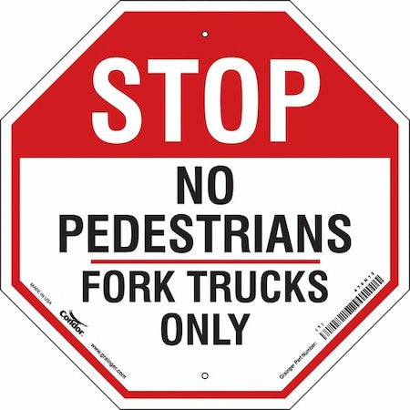 Safety Sign, 18 in Height, 18 in Width, Aluminum, Octagon, English