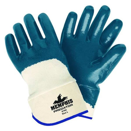 Chemical Resistant Gloves, Nitrile, 11 in L, 18.0 mil, Blue/White, M, 12 PK