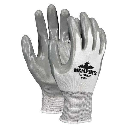 Coated Gloves, Nitrile, Smooth, Palm, 0 Abrasion Level, White, XS (6) 1 PR