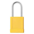 Lockout Padlock, Keyed Different, Aluminum, Yellow, 1 1/2 in Shackle Height, 1 5/16 in Body Width