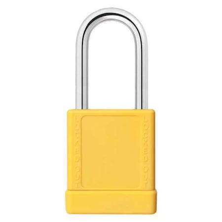 Lockout Padlock, Keyed Different, Aluminum, Yellow, 1 1/2 in Shackle Height, 1 5/16 in Body Width