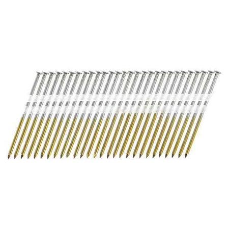 Collated Framing Nail, 3-1/2 in L, 10.3 ga, Bright, Flat Head, 20 Degrees, 4000 PK