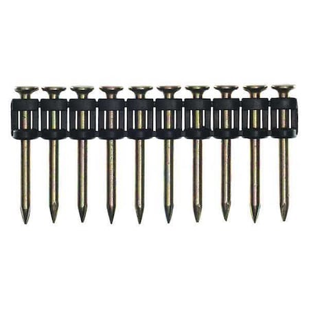 Collated Concrete Nail, 1-1/4 in L, 23 ga, Zinc Galvanized, Flat Head, Straight, 1000 PK