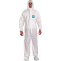 Hooded Coverall, L, White, Microporous Laminate