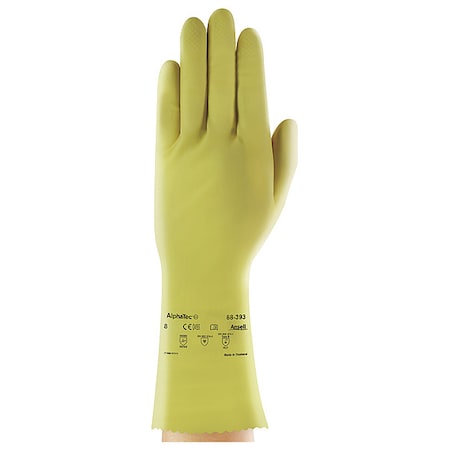 Chemical Resistant Gloves, Natural Rubber Latex, 12 in L, 17 mil, Beige, 9, 1 PR