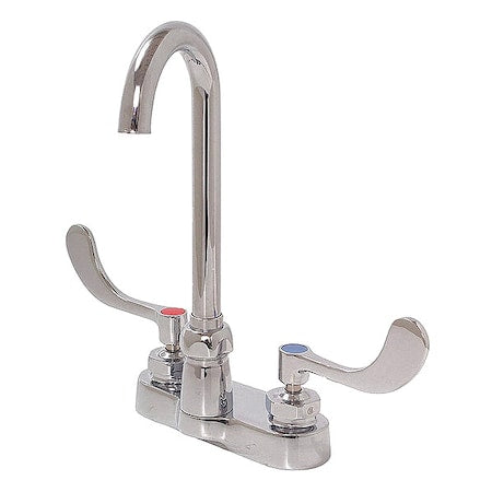 Manual Gooseneck Kitchen/Bathroom Faucet, 4" Mount, Chrome 2 Hole