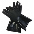 Chemical Resistant Gloves, PVC, 13 3/4 in L, Not Applicable, Black, S, 1 PR