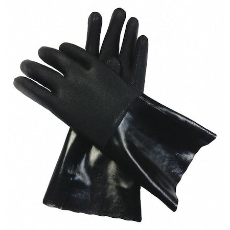 Chemical Resistant Gloves, PVC, 13 3/4 in L, Not Applicable, Black, S, 1 PR