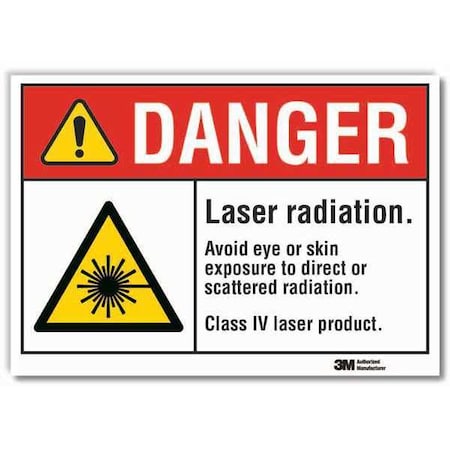 Laser Sign, 5 in H, 7 in W, Reflective Sheeting,  Horizontal Rectangle, LCU4-0053-RD_7x5
