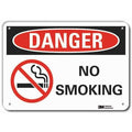 No Smoking Sign, 10" H, 14 in W,  Horizontal Rectangle, English, LCU4-0272-RA_14x10