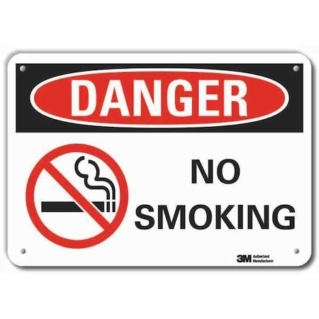 No Smoking Sign, 10" H, 14 in W,  Horizontal Rectangle, English, LCU4-0272-RA_14x10