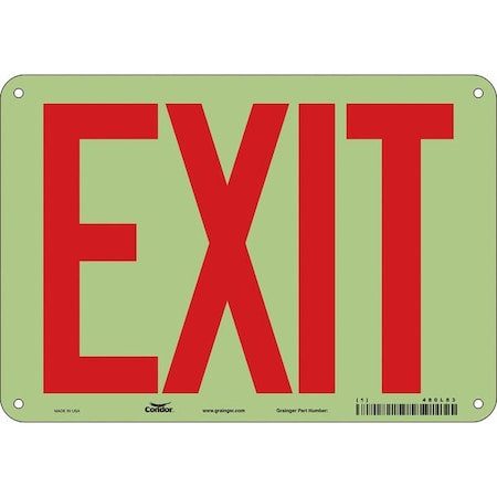 Exit Sign, Plastic, 10" W, 7" H, Exit, White