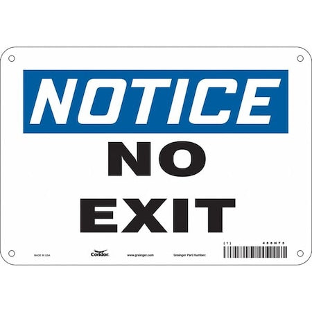 Exit Sign, Aluminum, 10" W, 7" H, No Exit, White