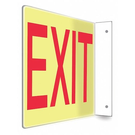 Exit Sign, Plastic, 12" W, 8" H, Exit, White