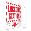 High Visibility Safety Sign, 8 in Height, 8 in Width, PETG, L-Shape Projection, English