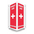 No Header, FIRST AID STATION, 7 1/2 in W x 12 in H, V-Shape Projection, PETG