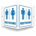 RESTROOMS, 8 1/2 in W x 6 in H, V-Shape Projection, PETG, 480Z77