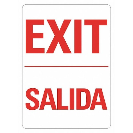 Exit Sign, Recycled Aluminum, 10" W, 14" H, Exit/Salida, White
