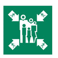 (ASSEMBLY MUSTER STATION SYMBOL), 6 in W x 6 in H, Square, Polycarbonate, 486F75