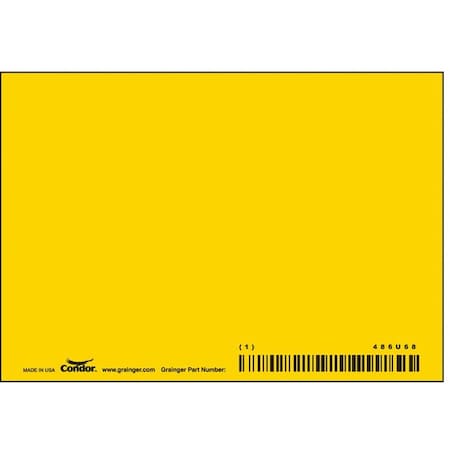 Blank Sign, 5" W, 3-1/2" H, No Text, Vinyl, Yellow