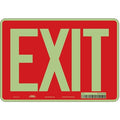 Exit Sign, Plastic, 10" W, 7" H, Exit, Red