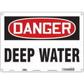 Danger, Deep Water, 14 in W x 10 in H, Horizontal Rectangle, Aluminum, 486Z08