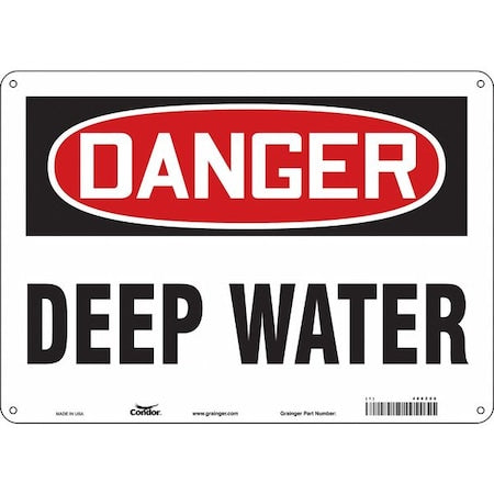 Danger, Deep Water, 14 in W x 10 in H, Horizontal Rectangle, Aluminum, 486Z08