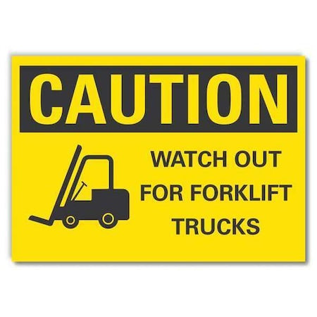Caution Sign, 10 in H, 14 in W, Non-PVC Polymer, Horizontal Rectangle, English, LCU3-0195-ED_14x10