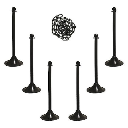 Barrier Post Kit, Black, 41 in Post Height, Gloss