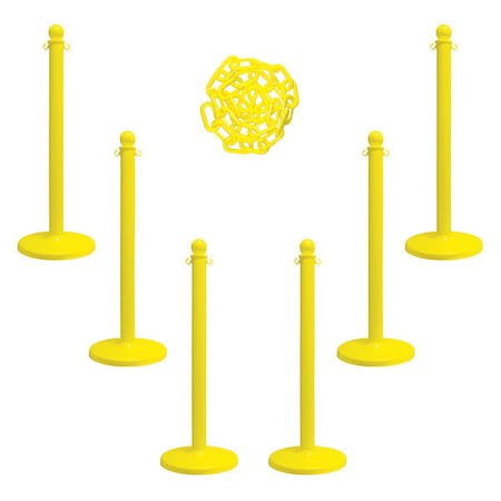 Barrier Post Kit, Yellow, 40 in Post Height, Gloss